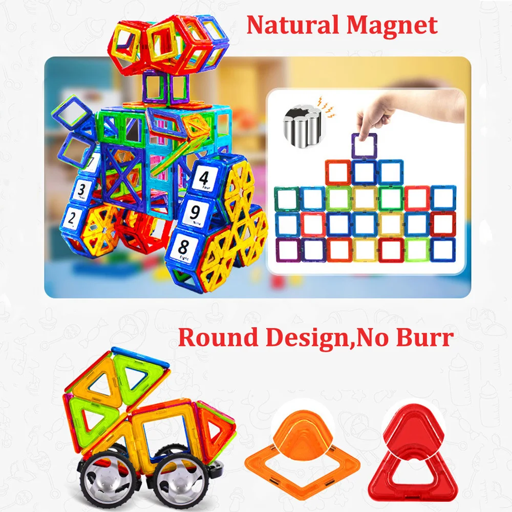 21-89 шт Большой размер магнитные строительные блоки Магнитный дизайнерский Строительный набор образовательных игрушек для детей подарок для детей
