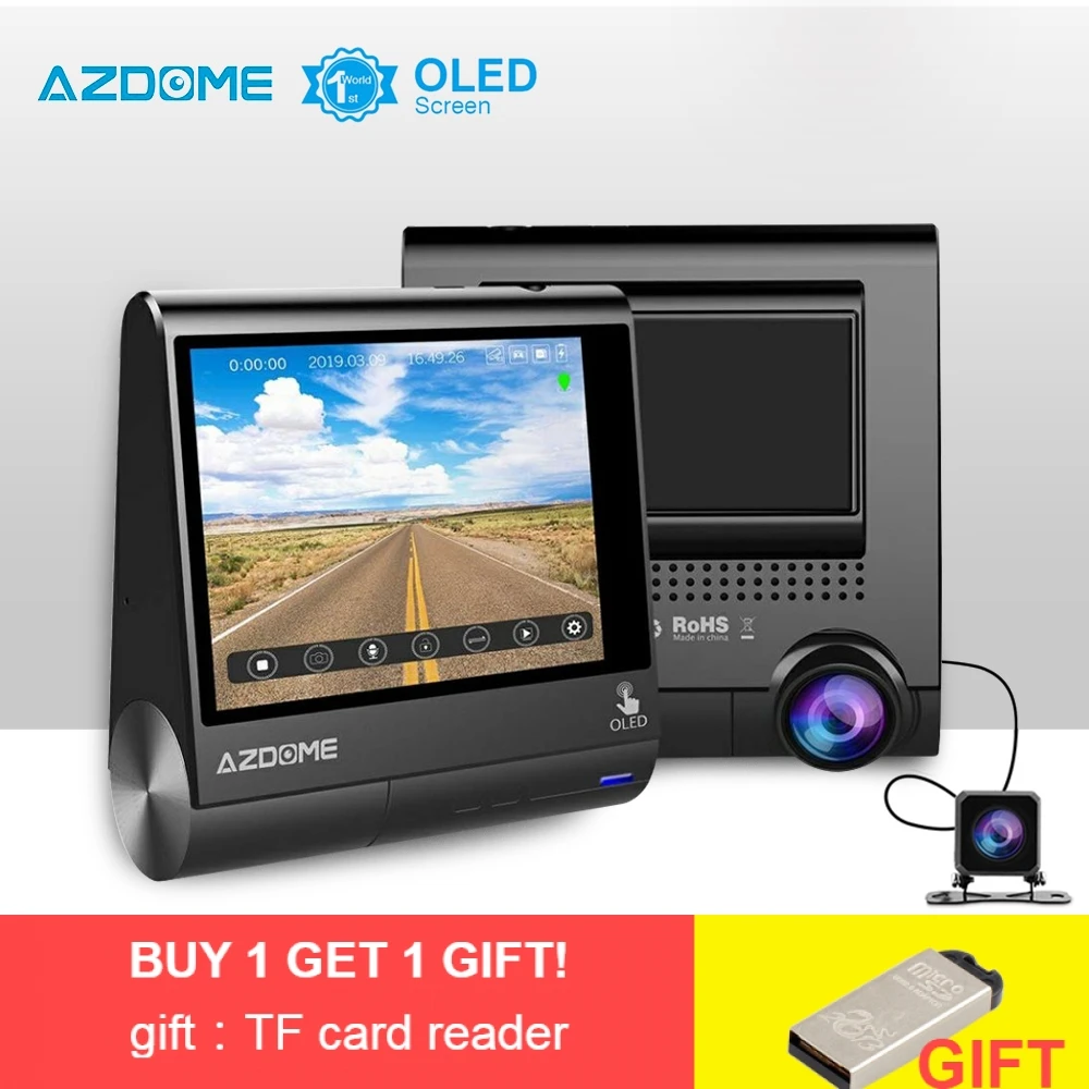 Оригинал AZDOME M05 3 &quotOLED Сенсорный Экран Автомобильный Видеорегистратор FHD 1080 P Dash Cam