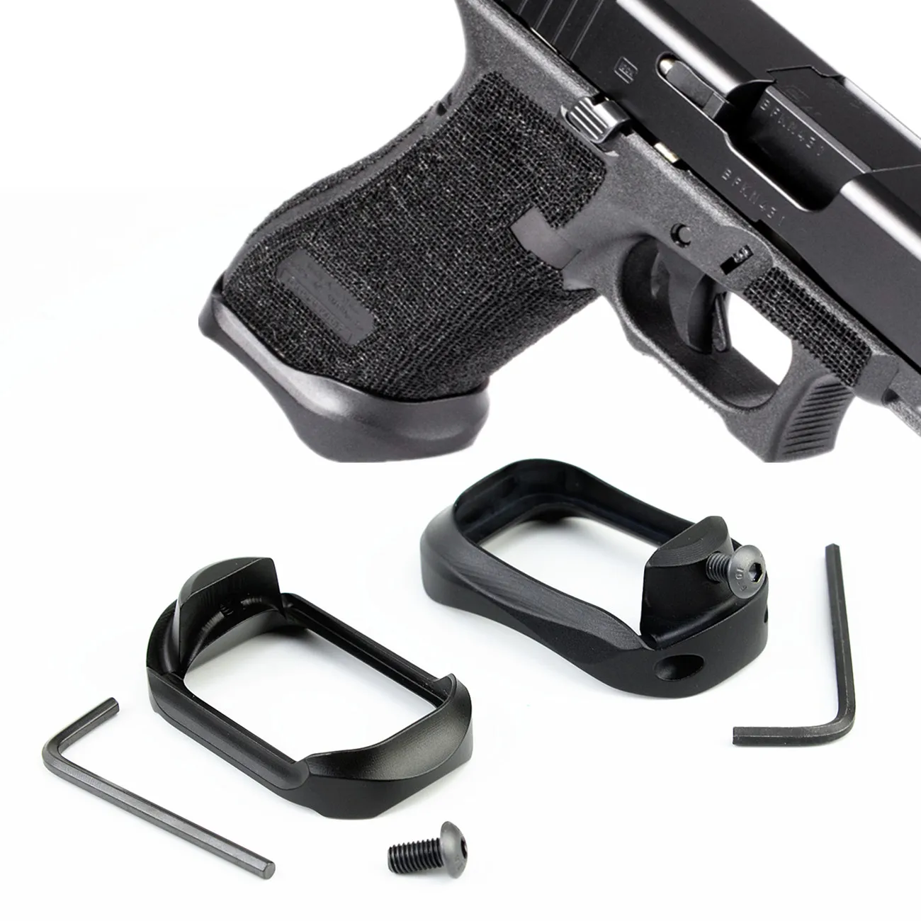 Aluminum Glock Grip Adapter Base Pad For PRO Plus Magwell Gen 5 Glock17 & 34 