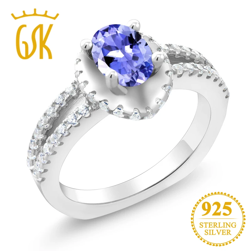 Кольца GemStoneKing из стерлингового серебра 925 пробы Овальные натурального синего