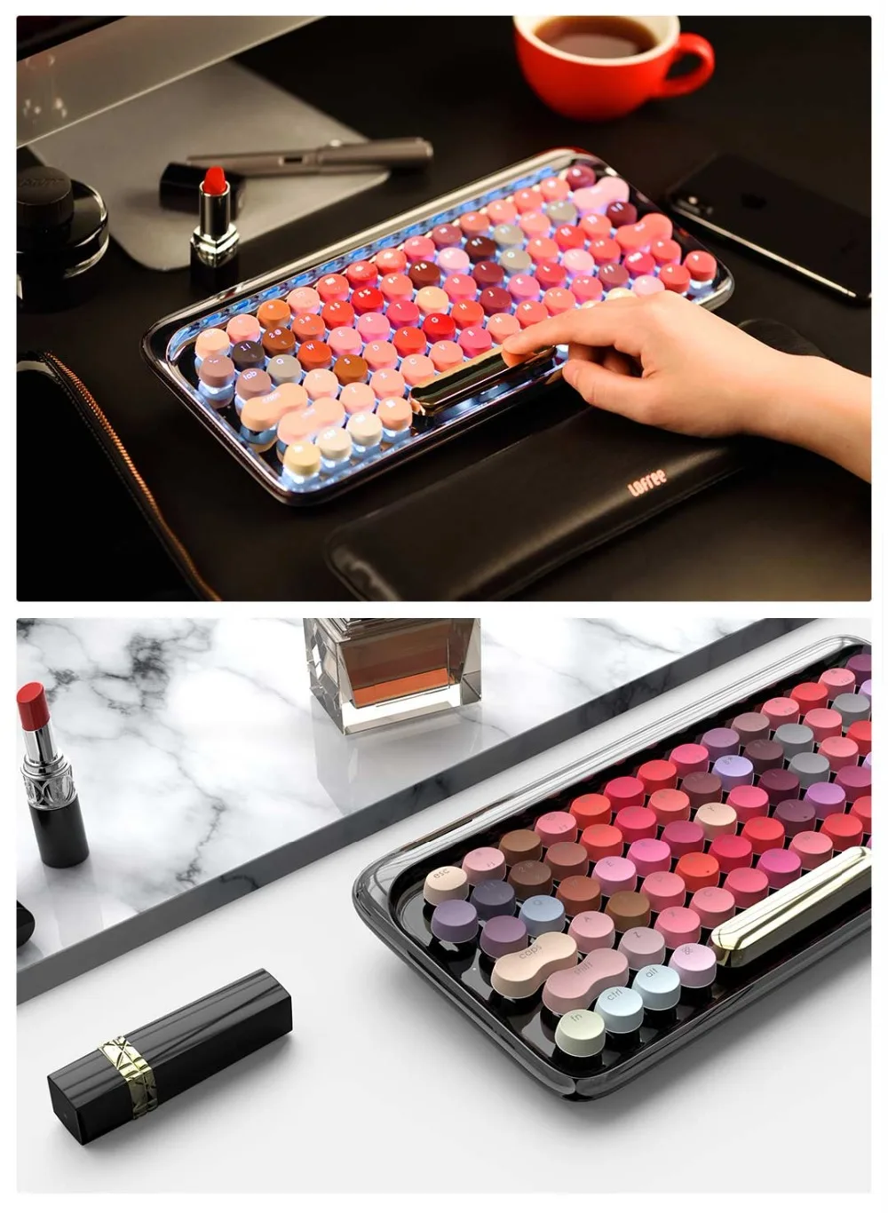 Xiaomi Lofree Беспроводной Bluetooth механическая клавиатура цветение версия очаровательный красочный губная помада игровая клавиатура с светодиодный Подсветка