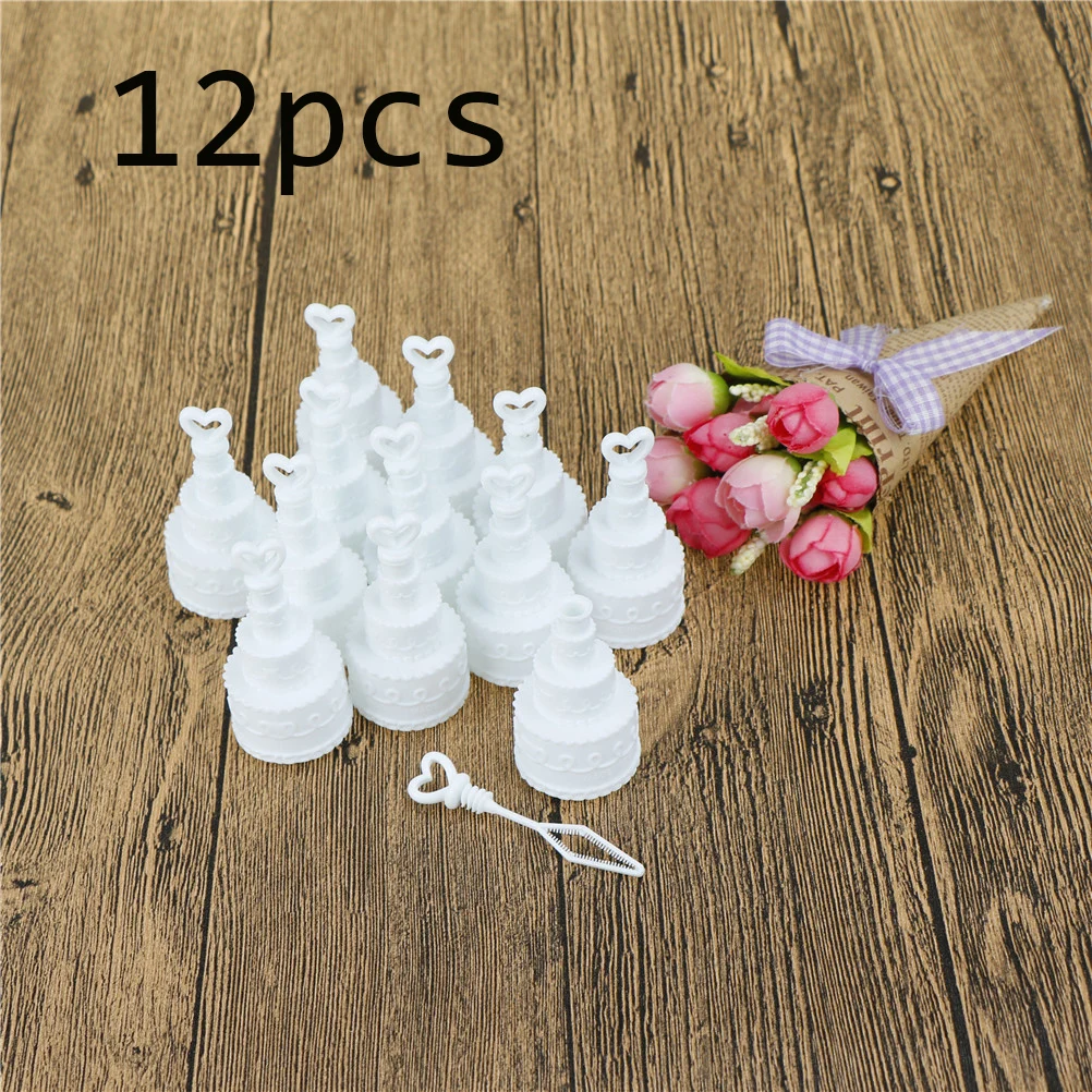 12pcs 4/5/12 шт. в упаковке, белый торт пустые пузырьки мыла бутылки романтическая одежда для свадьбы, дня рождения декор событие, фестиваль поставки Малыш игрушка - Цвет: 12pcs