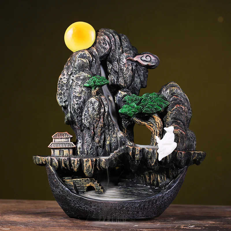 

Indoor Backflow Incense Burner Modern Scented Candles Incense Burner Zen Fountain Living Room Porta Incenso Waterfall Fountain