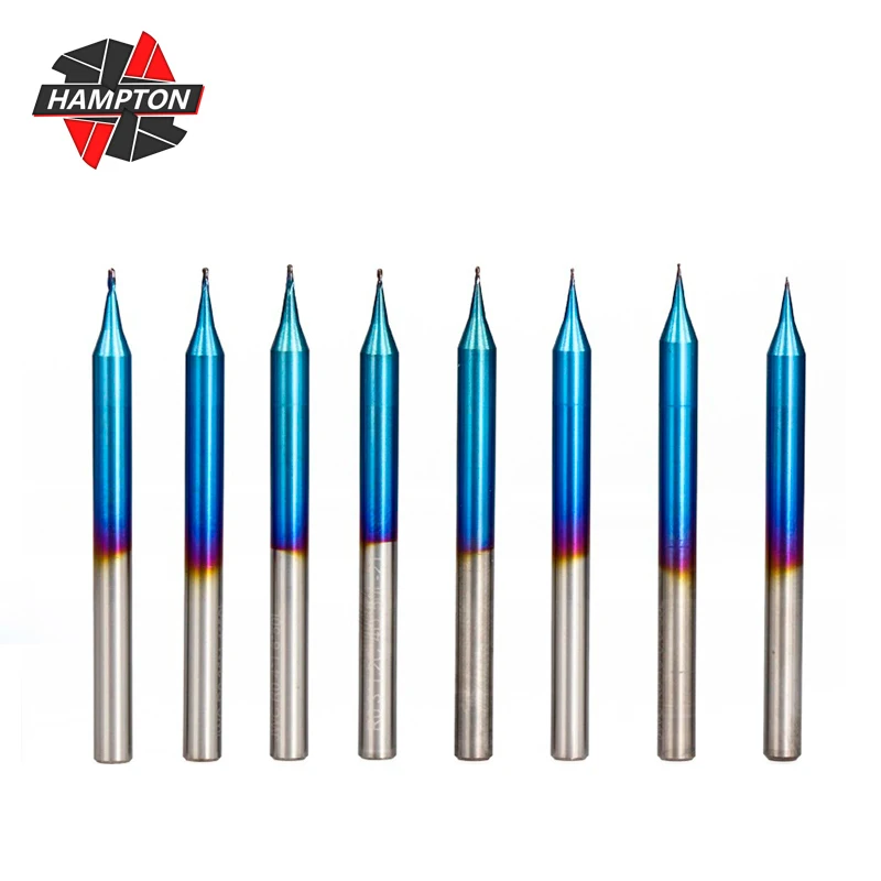 

1pc 0.1-0.45mm 2 Flute Micro Ball Nose End Mill 4mm shank Tungsten Steel Carbide End Mill Nano Blue Coated CNC Milling Cutter