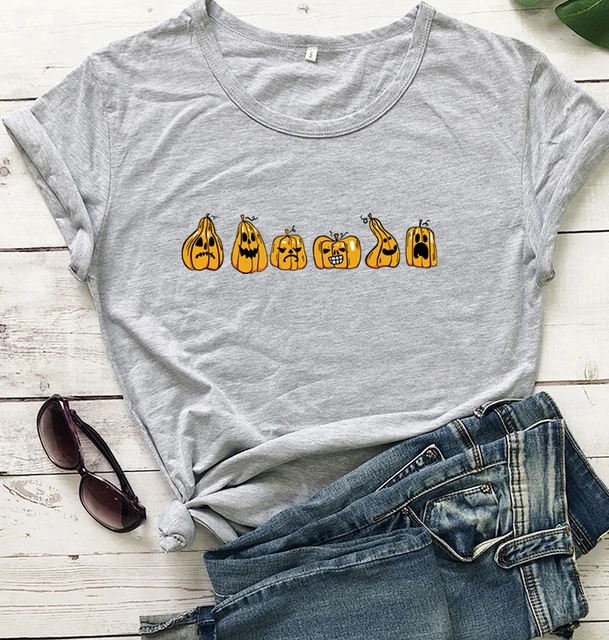 Hilarious Pumpkin Design Tee: 100% Cotton Halloween Shirt