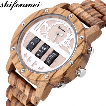 

Shifenmei Wooden Watch Men New Roller Watches Men Military Sports Quartz Wristwatch Luxury Brand Wood Watch Male zegarek meski