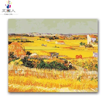 

the harvest vencent Van gogh oil painting package diy digital oil painting by the number with kits adult kids practise painting