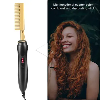 

Environmentally Friendly Titanium Alloy Hair Curler Comb Wet and Dry Hair Use Hair Curling Iron Straightener Comb