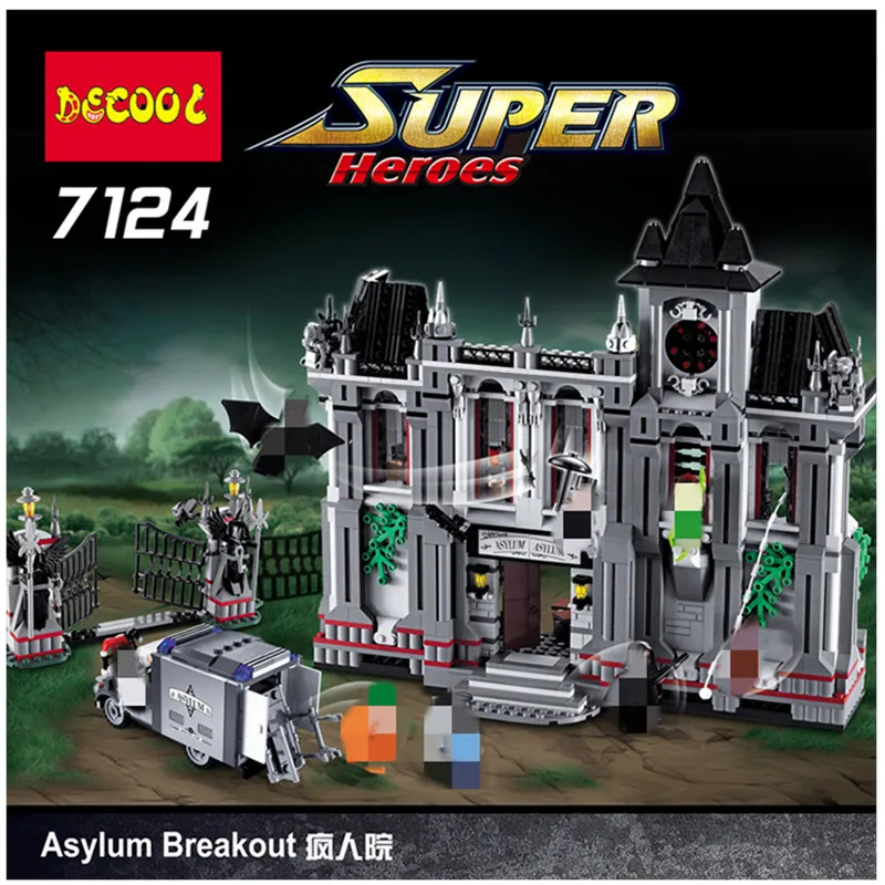 DHL Хэллоуин Специальная скидка 7124 Супер Герои Arkham asyor Breakout Модель Строительный блок 10937 16007 Рождественский подарок игрушки