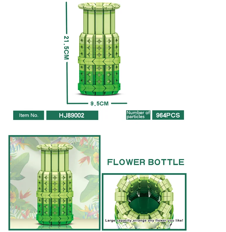 Romantic Rose Flower Vase Garden House Plant Assembly Building Blocks Classic Model Bricks Sets Kids Kit