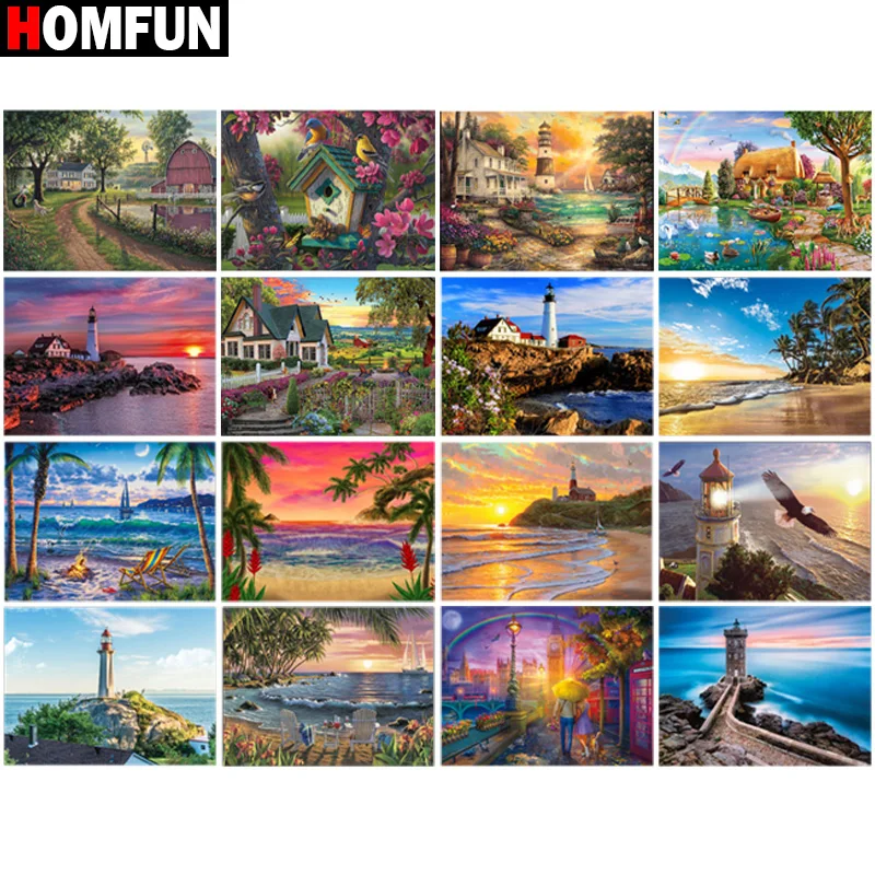 Алмазная 5D Вышивка HOMFUN набор для рукоделия пейзаж с красивым закатом картина