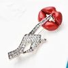 Wuli&baby Rhinestone Hand Enamel Lip  Brooches Women Sexy Secret Pose Party Office Casual Brooch Pins Gifts ► Photo 3/3