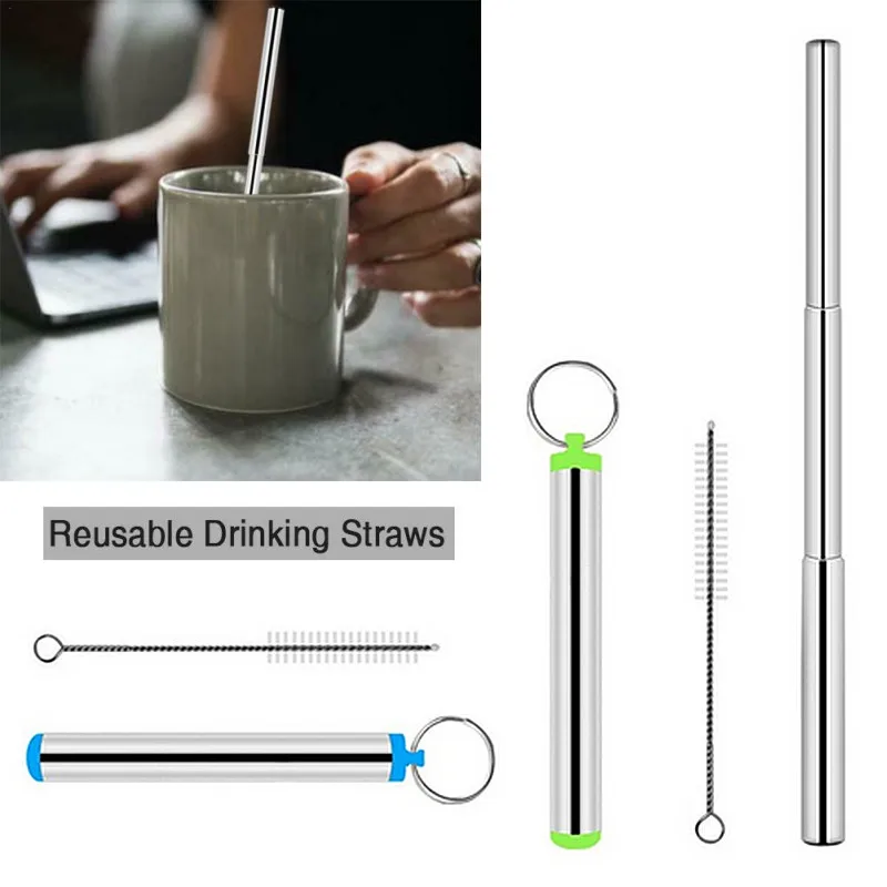 

Bar Accessories Portable Stainless Steel Straw Metal Straw Telescopic Traveling Straw with 1 Brush and Metal Carrying Case