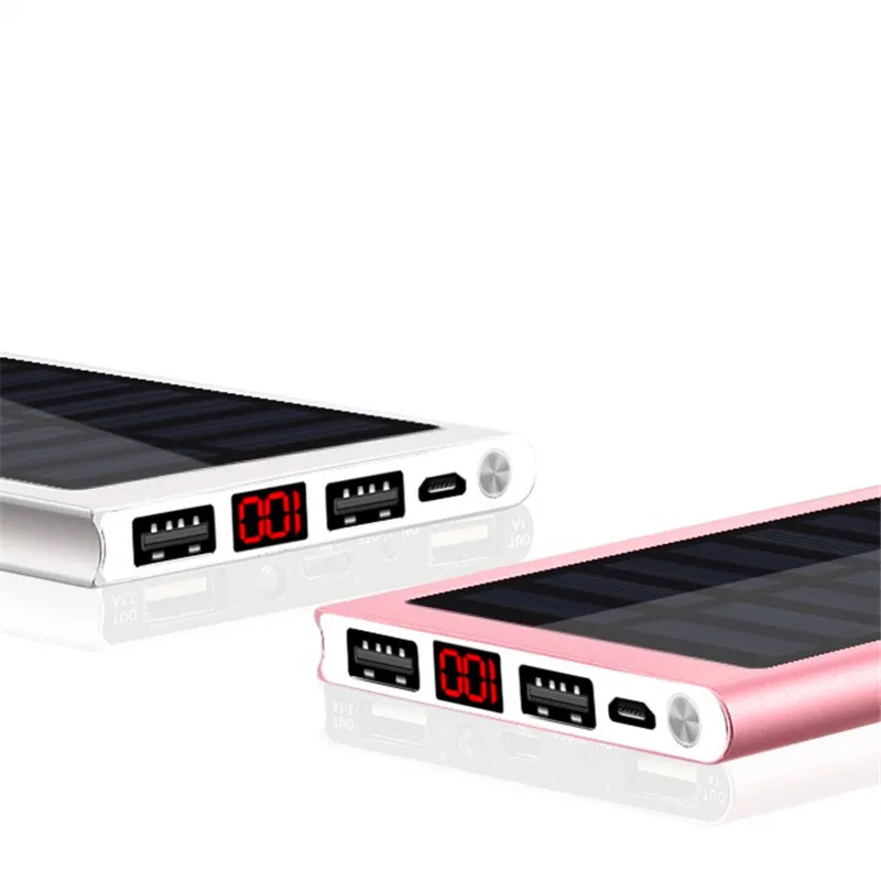 Для Xiaomi Mi iphone XS 8plusSolar 30000 мАч Внешний аккумулятор 2 USB светодиодный внешний аккумулятор портативное солнечное зарядное устройство для мобильного телефона