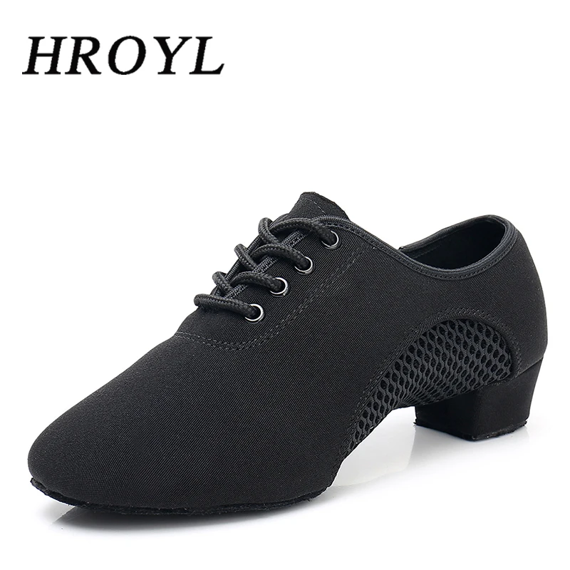 Oxford Cloth Latin Dance Shoes dance shoes Unisex Air-Mesh Breathable Ballroom Shoes 3.5CM Heel Lace-Up Design Tango Jazz