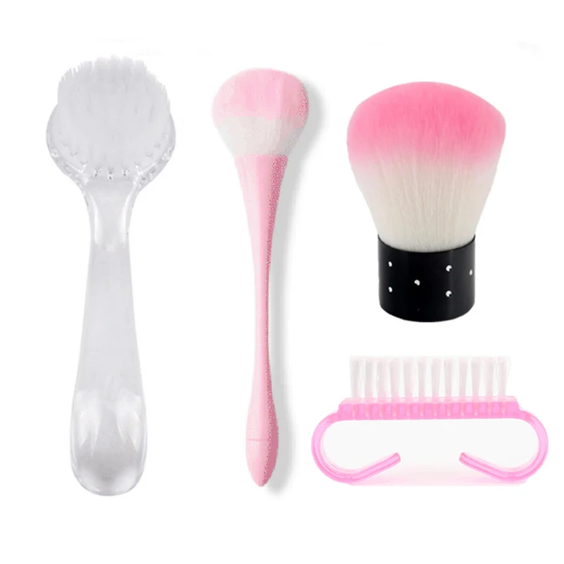 

4 Pieces Nail Cleaning Clean Brush Set Manicure Pedicure Soft Remove Dust Small Angle Clear Tools Kits For Nail Care