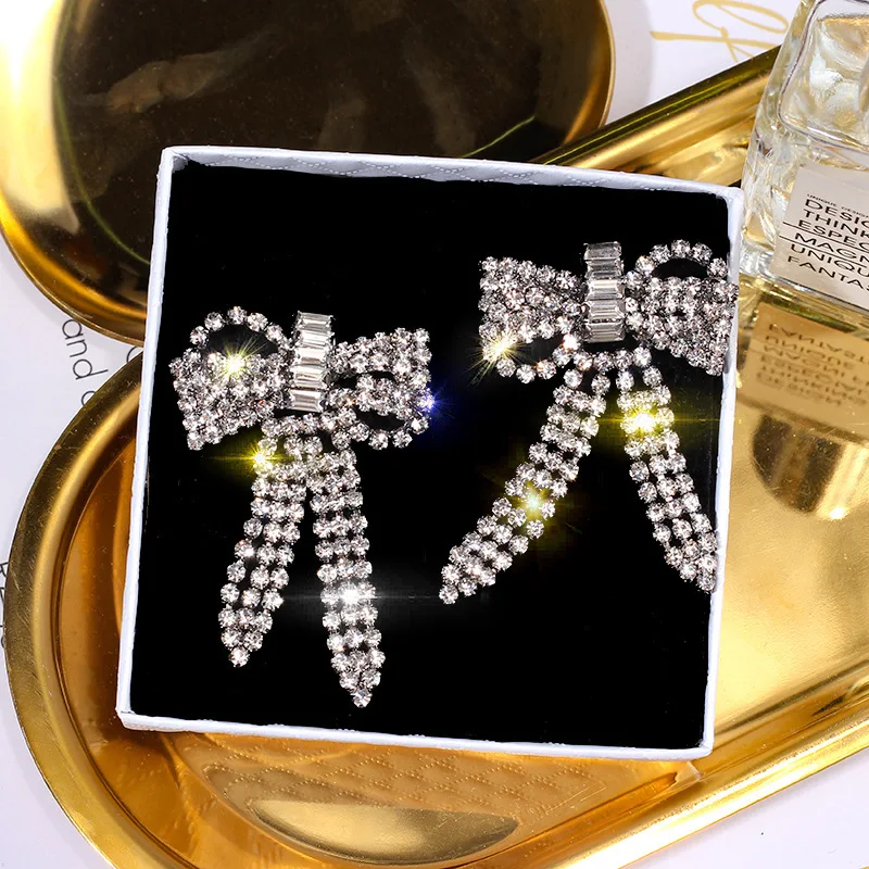 

New Arrival Bohemian Style Rhinestone Bow Butterfly Charms Stud Earrings for Women Fashion Collection Earrings Accessories