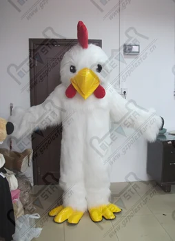 

quality long fur white chicken mascot costumes cartoon white bird mascot design