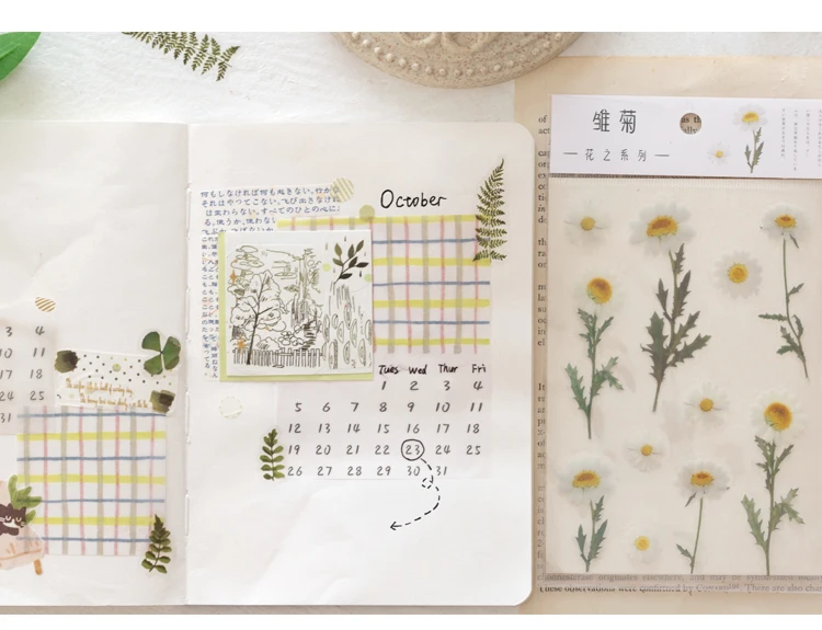 Yoofun Daisy Clover Babysbreath Fern Transparan PET Stiker Bunga Daun Tumbuhan Pelekat untuk Scrapbooking Bullet Journal Deco Yoofun Daisy Clover Babysbreath Fern Transparan PET Stiker Bunga Daun Tumbuhan Pelekat untuk Scrapbooking Bullet Journal Deco