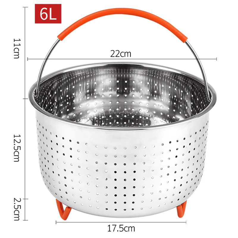 Durable Stainless Steel Steamer Basket with Silicone Handle