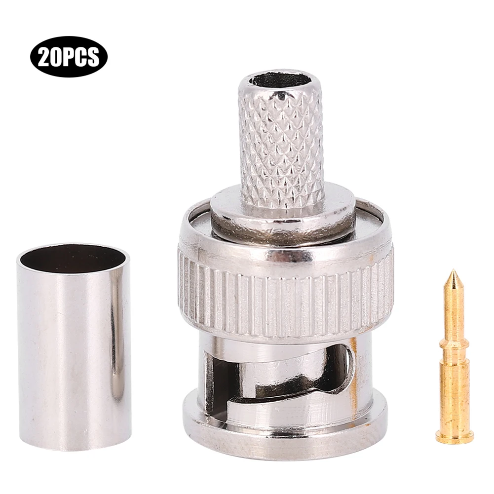 

20Pcs BNC Plug Connector Zinc Cold Pressing for Communication Monitoring Equipment BNC Connector