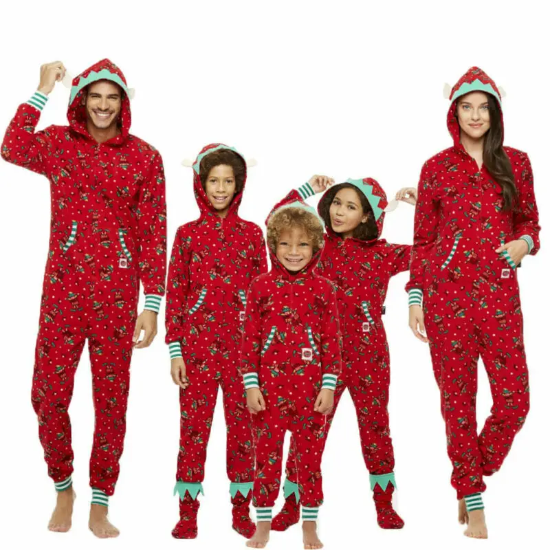 Pudcoco Moose Рождественская семейная Пижама, комплект рождественской пижамы для взрослых женщин и детей, ночное белье, красный цвет