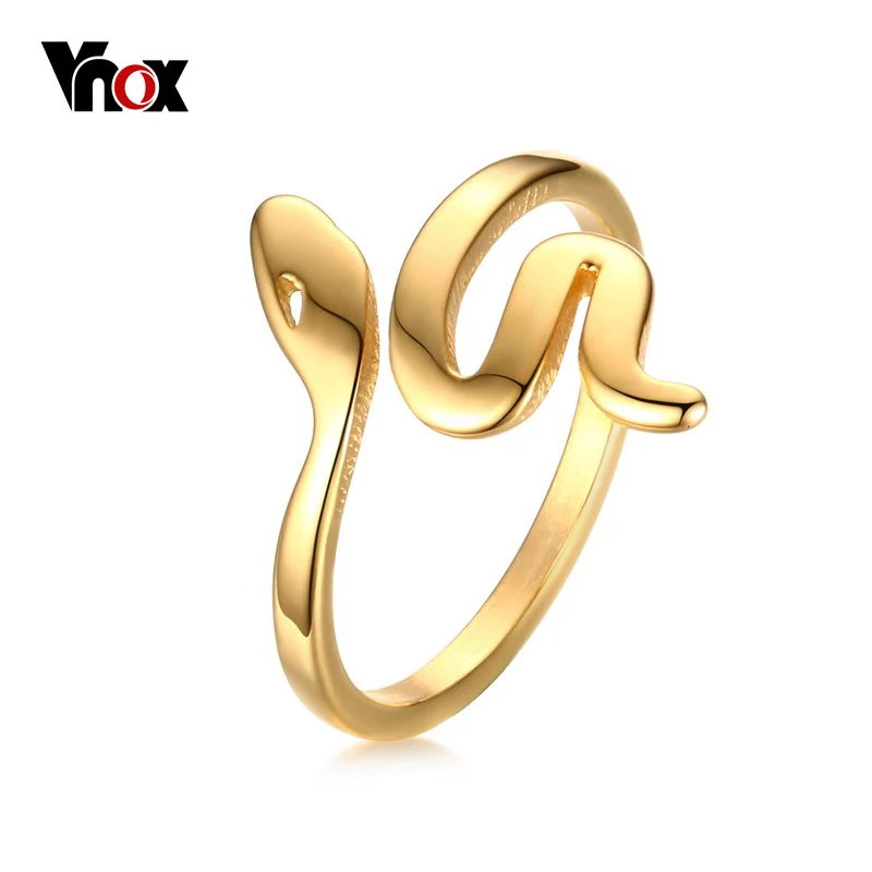 Vnox змея Кольца для Для женщин Рок Нержавеющая сталь Золото-цвет партия ювелирных изделий