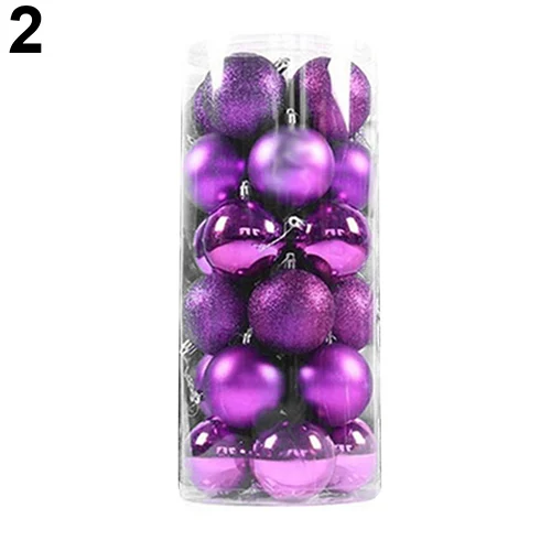 24Pcs Round Christmas Tree Decorations Hanging Home Party Balls Ornament Baubles Gift