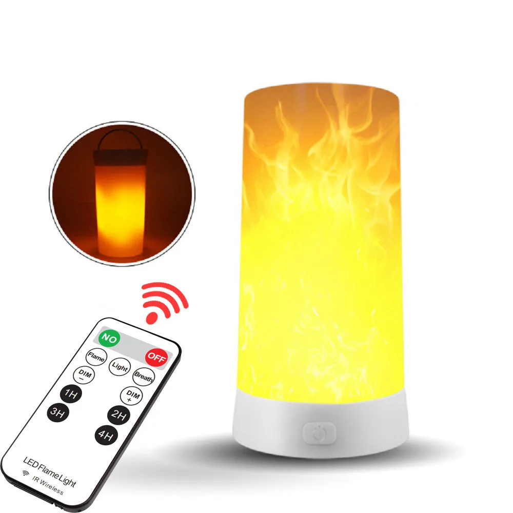 LED Flame Effect Fire Light Bulb USB Rechargeable Flickering Flame Table Lamp with Magnegic Base for Festival Party