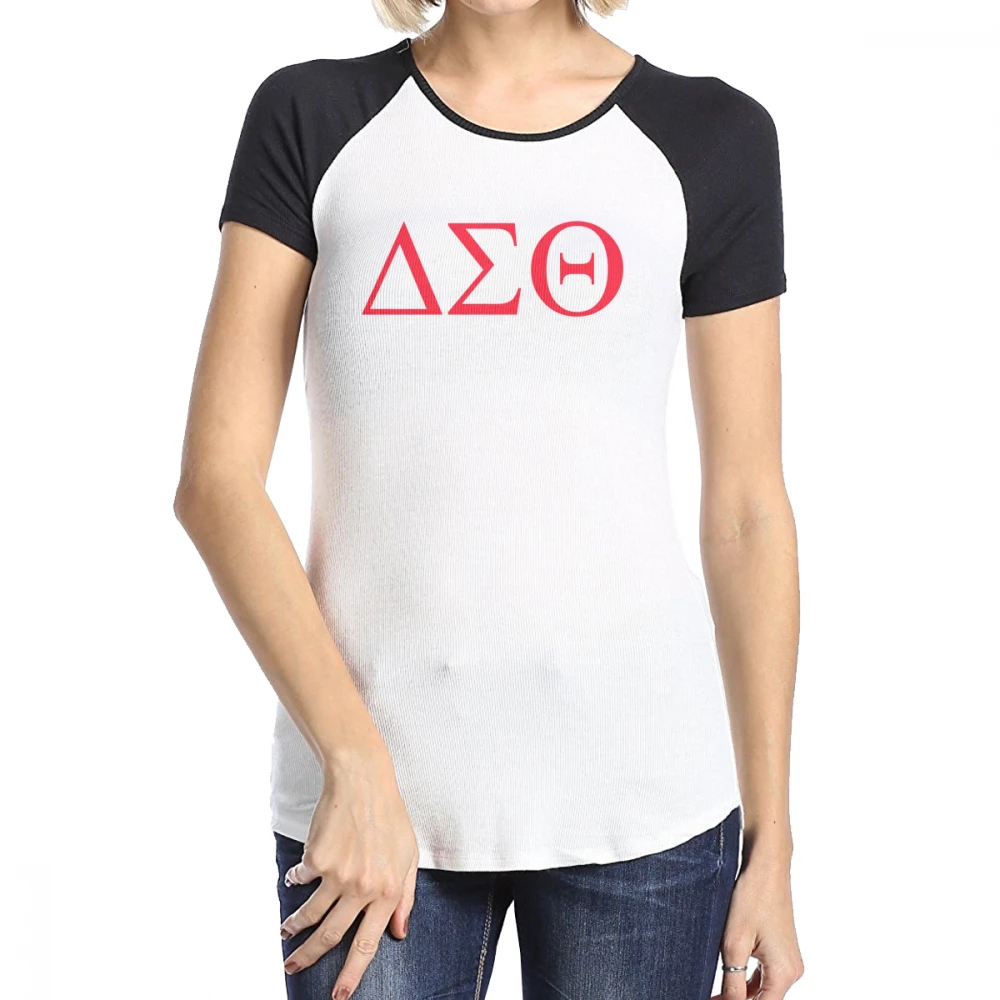 

Delta Sigma Theta Womens Tops Raglan Shirts Baseball Tee Round Neck Short Sleeve Tunic T-Shirts Softball Jersey Active