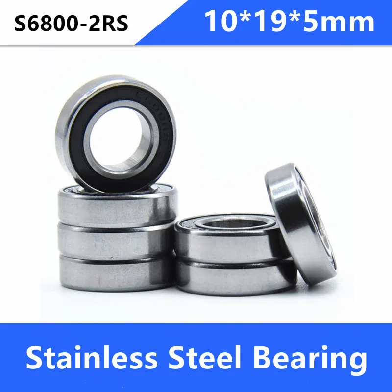 

20pcs/50pcs ABEC-5 S6800-2RS S6800RS Bearing Stainless Steel 10x19x5 mm Deep Groove Ball Bearing 10*19*5 6800-2RS 6800RS 6800