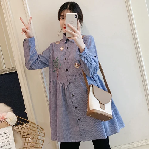CY qggy A6085 top Осенняя одежда для беременных женщин новая длинная хлопковая рубашка+ длинные штаны Модный комплект из 2 предметов Модный комплект одежды для беременных верхняя одежда - Цвет: CY qggy A6085 top