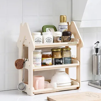 

Desktop Storage Rack Three-layer Plastic Rack Small House Bathroom Kitchen Rack Household Items
