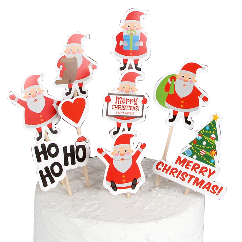 Christmas Cartoon Snowman Elk Tree Cake Topper Kit Birthday Wedding Party Decor Children's Day Party Supplies Lovely Gifts