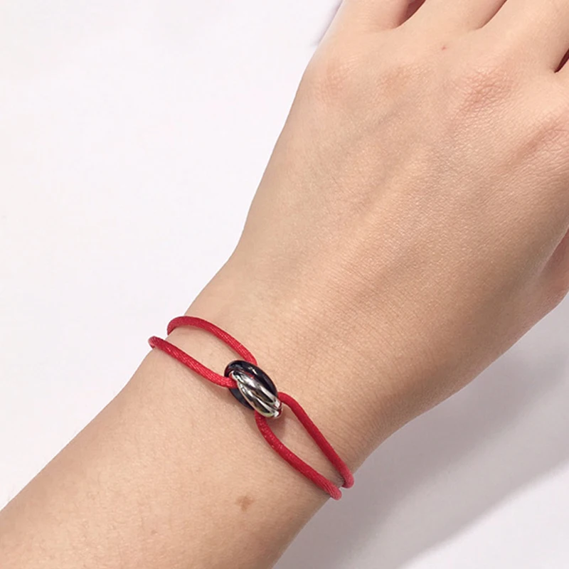 

J.hanghe Adjustable Rope Stainless steel Women Bracelets For Brand Women Classic Jewelry three circle Multicolored rope Bracelet
