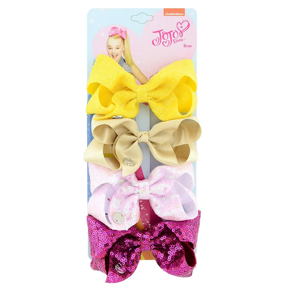 

European And American-Style Hot Selling Jojo4 Color One Card Four Inches Children's Sequin Bow Baby Hairclip Hair Accessories 92