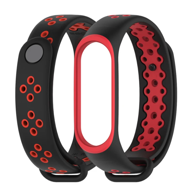 Mi jobs mi Band 4 Pulseira силиконовый ремешок спортивный модный браслет ремень для Xiaomi mi 4 3 ремешка Correa mi Band 3 Аксессуары - Цвет: Black with red