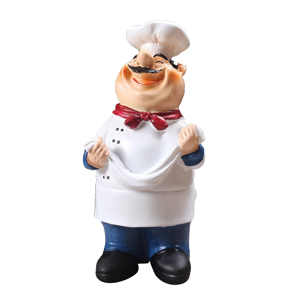 Resin Chef Restaurant Chef Statue Home Kitchen Ornament Figurine Table Decor Welcome Ornament