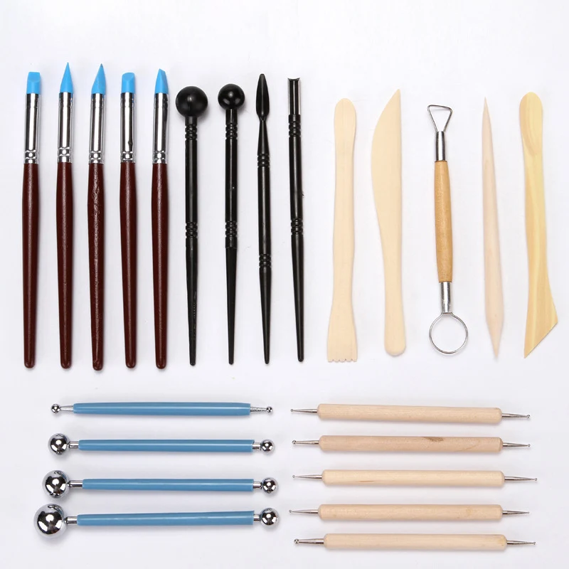 23pcs 13/18/Гавайская гитара 23 шт. мягкий глиняных скульптур, инструмент глина для художественных работ инструменты для гончарного дела воск для резки по глине Керамика инструмент для дизайна ногтей сделай-сам Ремесло резьба инструмент - Цвет: 23pcs