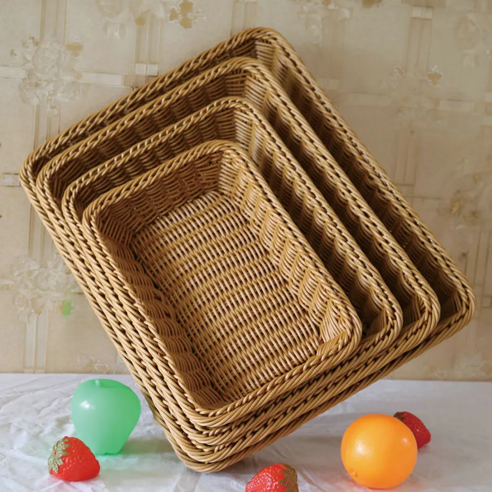 

Rattan Fruit Basket Fruit Basket Hand-woven Basket Storage Basket Supermarket Rattan Hamper Wicker Basket Household Supplies