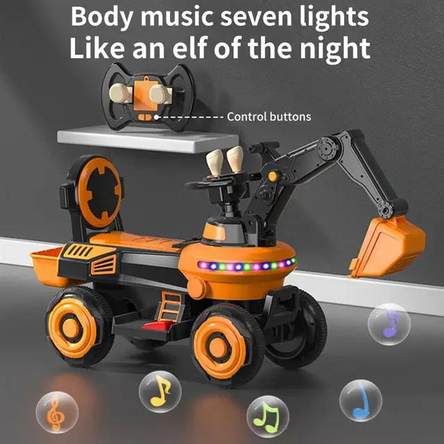 Children Toy Electric Excavator With Music Light Kids'S Ride-On Toy Walker Scooter birthday Gift For 2-6 Year Old Child Tricycle 4