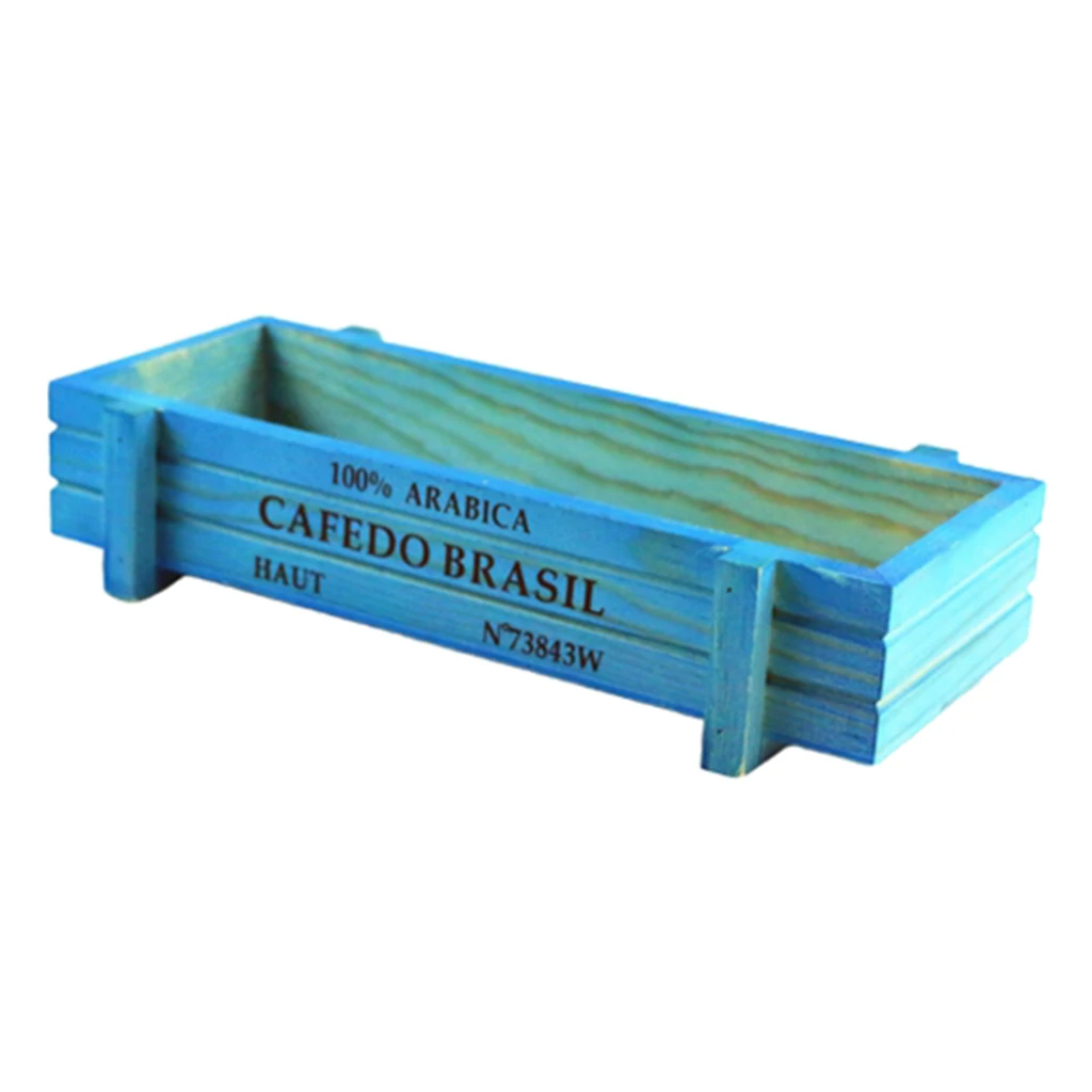 Wooden Box Succulent Plant Flower Pot Art Craft Container Yard Flower Holder