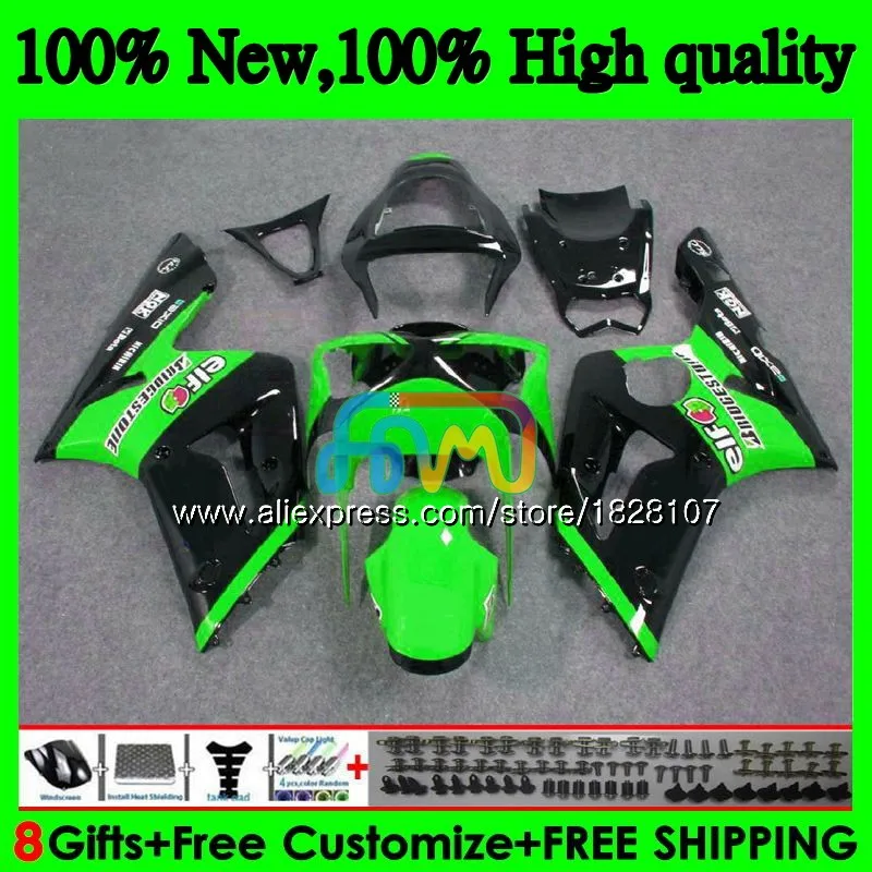 No. 1 Корпус для KAWASAKI 600CC ZX600 ZX636 12BS. 23 ZX 636 6 R ZX цвета: зеленый, черный 6R 03 04 ZX-636 ZX-600 ZX-6R ZX6R 03 04 2003 2004 Обтекатель - Цвет: No. 1