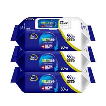 

80sheets/Pack Portable 75% Alcohol Wet Wipes Antiseptic Cleaning Sterilization Wipes Wet Wipes NewB
