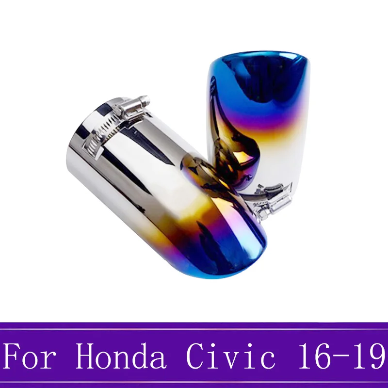 Синий нержавеющий автомобильный глушитель для выхлопной трубы для Honda Civic 10th- с логотипом