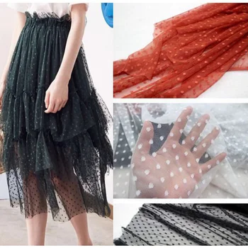 

Exquisite mesh polka dot stretch lace fabric DIY skirt clothing stitching wedding dress home accessories