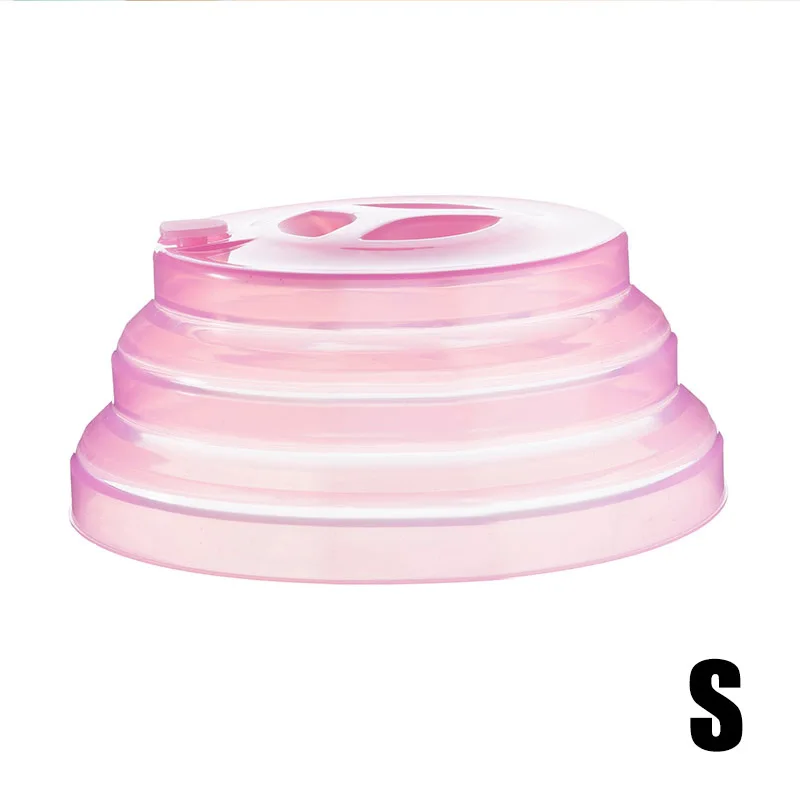 pink S Силиконовая складная крышка Еда Класс прозрачная Герметичная крышка PI669 - Цвет: pink S