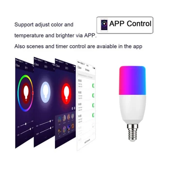 

E14 Tuya Smart Light Bulbs 7W LED Bulb RGB Energy Saving Dimming Multicolor Light Bulbs Wireless WiFi Voice Control Smart Life