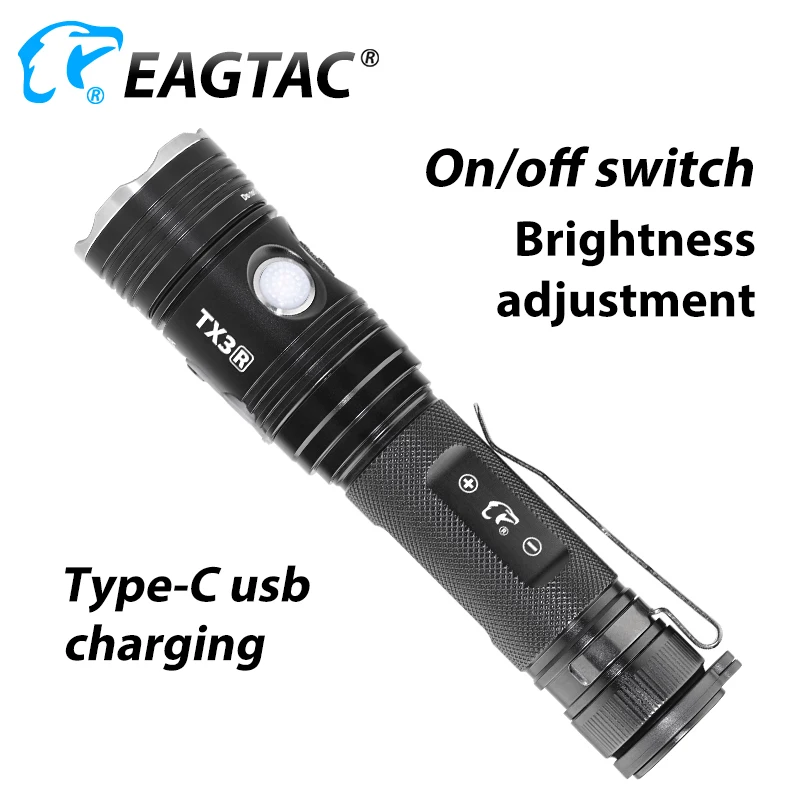 EAGTAC TX3V USB Перезаряжаемый светодиодный фонарик XHP70.2 3550 люменов 21700 5000 мАч аккумулятор внешний аккумулятор тактический фонарь задняя крышка магнит
