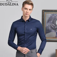 Модная блузка Dudalina Camisa Social Masculina с длинным рукавом, приталенная рубашка для мужчин, одежда с цветочным принтом, белая, мужская, холодная
